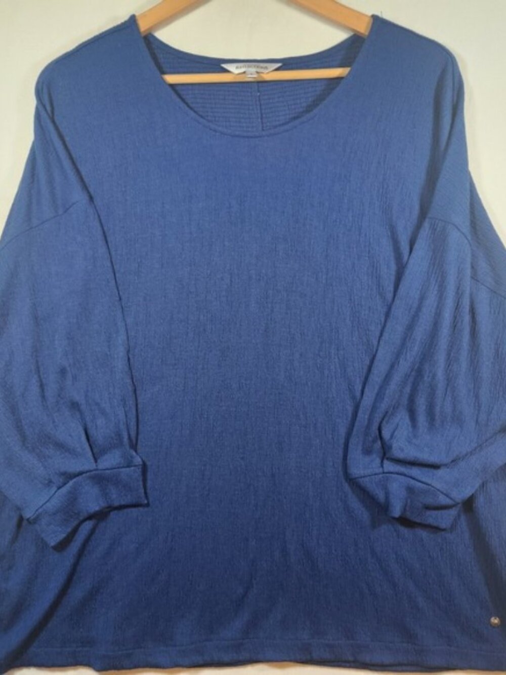 Northern Reflections Blue Crinkle Texture Scoop Neck Top Large‎ Womens